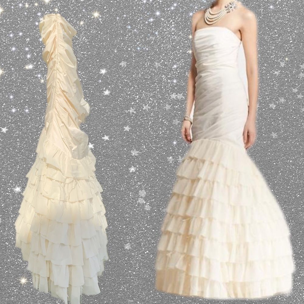 NWT $1500 Ann Taylor | Mermaid |Wedding Dress W/ Ruffled Tiers & Layers - Picture 4 of 16